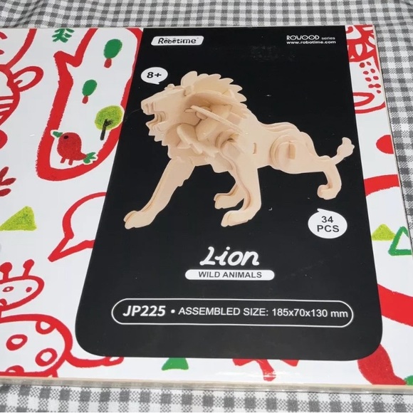 Lion 3D Wooden Puzzle 34 Piece Wild Animal Rowood Ser.Robotime New 7.3x2.75x5.11 - Picture 9 of 13